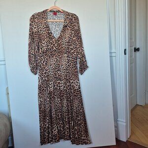 Hugo Boss leopard print button-up dress